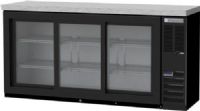 Beverage Air BB72HC-1-GS-B-27 Black Sliding Glass Door Back Bar Refrigerator with Stainless Steel Top - 72", 19.4 cu. ft. Capacity, 5 Amps, 60 Hertz, 1 Phase, 115 Voltage, 1/4 HP Horsepower, 3 Number of Doors, 3 Number of Kegs, 6 Number of Shelves, Counter Height Top, Side Mounted Compressor Location, Sliding Door Style, Glass Door, 30° - 45° Degrees F Temperature Range, 60" W x 18.50" D x 29.50" H Interior Dimensions (BB72HC-1-GS-B-27 BB72HC 1 GS B 27 BB72HC1GSB27) 