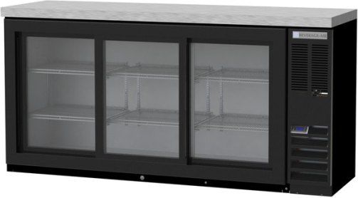 Beverage Air BB72HC-1-GS-B-27 Black Sliding Glass Door Back Bar Refrigerator with Stainless Steel Top - 72