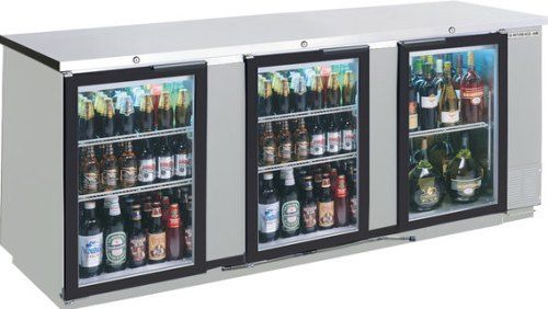 Beverage Air BB72HC-1-GS-S-27 Stainless Steel Sliding Glass Door Back Bar Refrigerator with Stainless Steel Top - 72