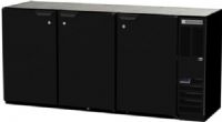 Beverage Air BB72HC-1-PT-B Refrigerated Back Bar Pass-Thru Storage Cabinet, 72"W, Three section, 34" H, 22.1 cu. ft., 6 solid doors, 6 epoxy coated steel shelves, 3 1/2 barrel kegs, LED interior lighting with manual on/off switch, Galvanized top & interior, Right-mounted self-contained refrigeration, R290 Hydrocarbon refrigerant, Side Mounted Compressor, 1/3 HP, Black Exterior Finish, 72" W x 25" D x 34" H Dimensions (BB72HC-1-PT-B BB72HC 1 PT B BB72HC1PTB) 