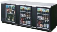 Beverage Air BB94HC-1-FG-B Black Food Rated Glass Door Back Bar Cooler with Three Doors - 94", 39.7 cu. ft. Capacity, 7.4 Amps, 60 Hertz, 1 Phase, 115 Voltage, 1/3 HP Horsepower, 3 Number of Doors, 5 Number of Kegs, 6 Number of Shelves, Counter Height Top, Side Mounted Compressor Location, Swing Door Style, Glass Door, Approved for food container storage use, Black Finish (BB94HC-1-FG-B BB94HC 1 FG B BB94HC1FGB) 