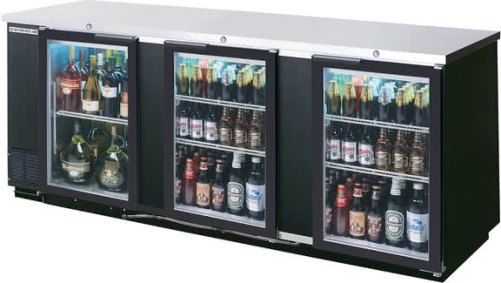 Beverage Air BB94HC-1-FG-B Black Food Rated Glass Door Back Bar Cooler with Three Doors - 94