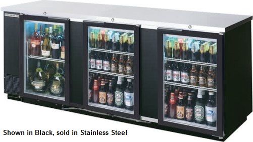 Beverage Air BB94HC-1-FG-S Stainless Steel Back Bar Refrigerator with Three Glass Doors - 95