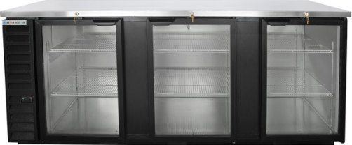 Beverage Air BB94HC-1-G-B Black Back Bar Refrigerator with Three Glass Doors - 95