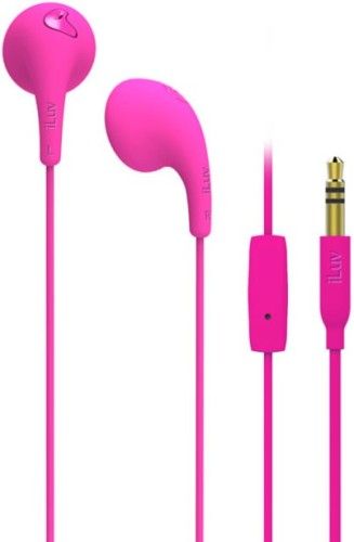 iLuv BBGUMTALKSPN Bubble Gum Talk Flexible Jelly-type Stereo Earphones with Mic and Remote, Pink; For all iPhone, all iPod touch, all iPod nano, all iPad Air, alll iPad, all Galaxy S series, all Galaxy Note series, all Galaxy Tab series, LG, HTC, and other smartphones, tablets and 3.5mm audio devices; Ultra-lightweight, comfortable design; UPC 639247139305 (BBGUMTALKS-PN BBGUMTALKS) 