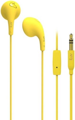 iLuv BBGUMTALKSYL Bubble Gum Talk Flexible Jelly-type Stereo Earphones with Mic and Remote, Yellow; For all iPhone, all iPod touch, all iPod nano, all iPad Air, alll iPad, all Galaxy S series, all Galaxy Note series, all Galaxy Tab series, LG, HTC, and other smartphones, tablets and 3.5mm audio devices; Ultra-lightweight, comfortable design; UPC 639247139312 (BBGUMTALKS-YL BBGUMTALKS) 