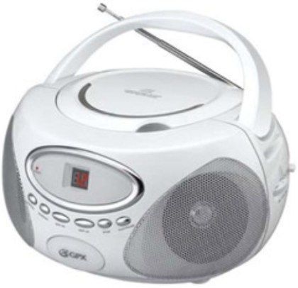 GPX BC118W Portable CD Player with AM FM Radio, Top-load programmable CD/CD-R/CD-RW boombox, 2-digit red LED display, Dual speakers, Am/Fm Radio, Cd Player, Aux-In Jack, Stereo Speakers, AC Or Battery Operated, UPC 047323053030 (BC-118W BC 118W)