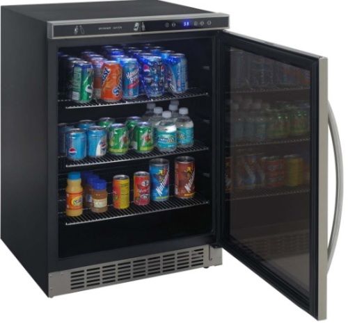 Avanti BCA516SS Undercounter Beverage Cooler, 5.0 Cu. Ft. Net Capacity, Automatic Defrost, 15 Amps, 120 Volts, Compact Size, Right Hinge Side, Temperature Range: 39 - 45F, 3 Vinyl Coated Adjustable Shelves, Digital Temperature Control Type, Double Pane Tempered Reversible Glass Door, Long Life and Cool LED Interior Display Lighting with ON/OFF Switch, Stainless Steel Door Color, Black Cabinet Color, UPC 079841125166 (BCA516SS BCA-516-SS BCA 516 SS)