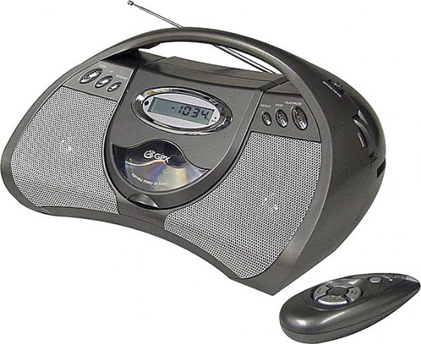 GPX BCD2306DP Portable Boombox CD Player with AM / FM Radio, Digital Display, Intuitive controls, quick and easy system operation, pair of stereo side speakers, Portable boombox, vertical-loading CD player and digital AM/FM tuner, Supports CD, CD-R, and CD-RW formats, repeat play and song skip/search functions, Sleek, curved housing, UPC 047323230608 (BCD2306DP BCD 2306DP BCD-2306DP BCD-2306-DP)