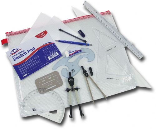 Alvin BDK-1A Basic Beginners Drafting Architects Kit; A convenient way for students to eliminate guesswork, save time, and work with consistent equipment; Replacement of missing or broken items is quick and easy, because they are standard stock; Dimensions 16