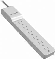 Belkin BE106000-2.5 Six Outlet Home/Office Surge Suppressor, White, 555 Joule energy rating provides maximum protection of all your sensitive electronic devices, 6 Surge-protected outlets supply 2-line AC protection, Maximum Spike Amperage of 36000 Amps, UPC 722868601372 (BE10600025 BE106000-2-5 BE106000-25 BE106000-2 BE106000) 