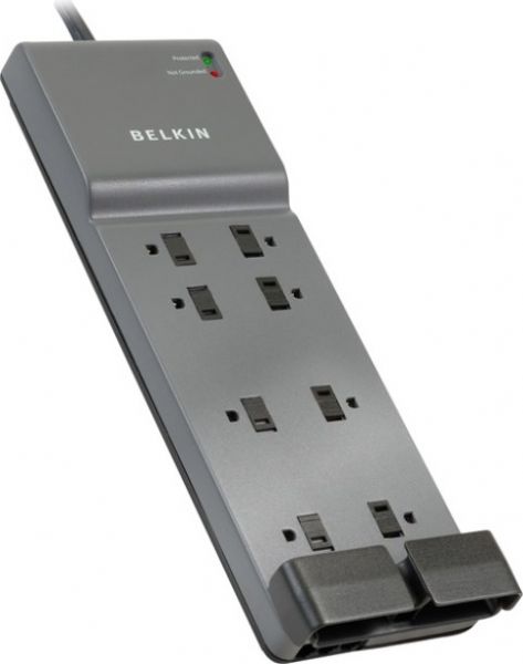 Belkin BE108200-06 Office Series Surge suppressor, 8 Receptacles, 1 Input Connectors, Cable TV Phone line Dataline Surge Protection, Standard Surge Suppression, 3550 Joules Surge Energy Rating, 43 dB EMI/RFI Noise Filtration, 1 x power cable - integrated - 12 ft Cables Included, UPC 722868599570 (BE10820006 BE108200-06 BE108200 06)