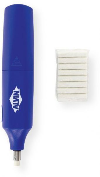 Alvin BE150 Battery Operated Eraser; Hand held, for student or professional use; A tool for not only erasing pencil, but artists also use it for creating artwork quickly and precisely; Designed to be held like a pen; Smooth and controllable for fine detail; Perfect for both left and right hand use; UPC 088354815792 (BE150 BE-150 ERASER-BE150 ALVINBE150 ALVIN-BE150 ALVIN-BE-150)