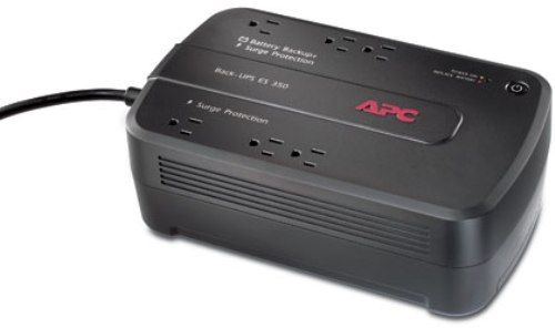 APC American Power Conversion BE350G Back-UPS 350VA, 6 outlet, 120V without Auto-shutdown Software, Audible alarms, Battery failure notification, Battery-protected and surge-only outlets, Hot-swappable batteries, Disconnected battery notification, Dataline Surge Protection, User-replaceable batteries, Transformer-block spaced outlets, UPC 731304258902 (BE-350G BE 350G BE350-G BE350)