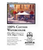 Bee Paper BEE-1153P5-2230 100% Cotton Watercolor Sheets 22" x 30" 140lb 5pk; 100% cotton, neutral pH, cold pressed watercolor sheets are an excellent value; Quality is equal to imported sheets; UPC 718224014351 (BEEPAPERBEE1153P52230 BEEPAPER-BEE1153P52230 BEEPAPER-BEE-1153P5-2230 BEE-PAPER-BEE1153P52230 BEE1153P52230 PAINTING WATERCOLOR PAPER) 