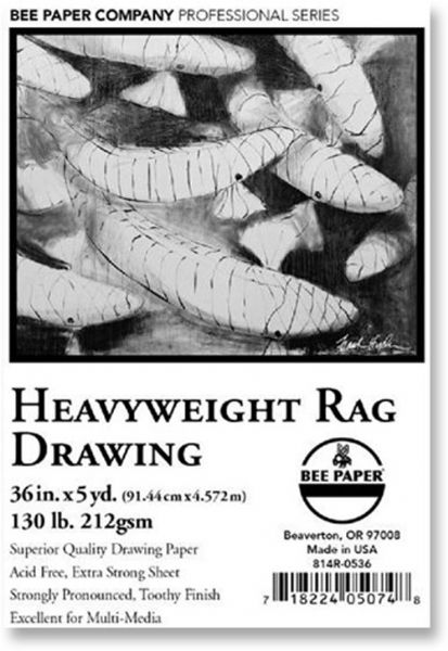 Bee Paper BEE-814R-0536 Heavyweight Rag Drawing Roll 36
