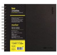 Bee Paper B20003 Bee Creative Marker Book 8" x 8"; Acid free, white, ultra smooth sheet especially designed for detailed work; Approved for use with copic and touch markers; Paper has excellent surface for use with pen and ink, crowquill pens, technical pens, water based and permanent markers; Double wire binding creates a flat surface, allowing the artist to draw across the page; Dimensions 8" x 8"; Weight 1.15 lb; UPC 718224201676 (BEEPAPERB20003 BEEPAPER-B20003 DRAWING) 