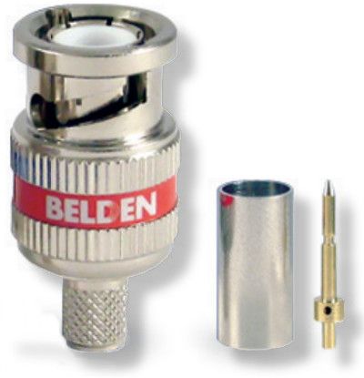 Belden 179DTBHD3 RG59BNC HD Connector, Pack of 50, Red Color; 3-Piece Crimp Type; Polished Nickel Finish; 75 Ohm Impedance; Weight 2.6 lbs; UPC BELDEN179DTBHD3 (BELDEN179DTBHD3 BELDEN-179DTBHD3 179DT BHD3 179DT-BHD3)