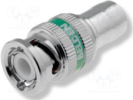 Belden 1855ABHD1 BNC HD Connector 22-24 AWG, Pack of 50, Green Color; 1-Piece Compression type; Polished Nickel Finish; 75 Ohms impedance; Designed to fit with Brilliance cable creating the perfect cable-to-connector combination; Extended BNC Head Knurl nut design to ease identification and installation; Weight 2.5 lbs; UPC BELDEN1855ABHD1 (BELDEN1855ABHD1 BELDEN-1855ABHD1 1855A BHD1 1855A-BHD1)