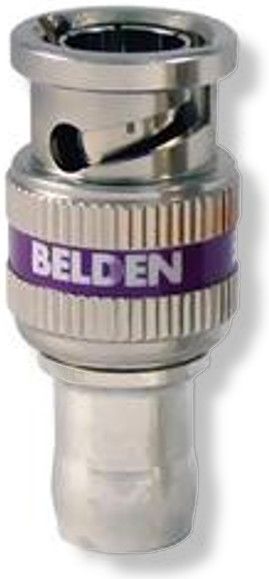 Belden 1855ABHDL BNC HD Connector, 22-24 AWG, Pack of 50, Purple Color; 1-Piece Locking Type; Polished Nickel Finish; 75 Ohms Impedance; Weight 2.4 lbs; UPC BELDEN1855ABHDL (BELDEN1855ABHDL BELDEN-1855ABHDL 1855A BHDL 1855A-BHDL)