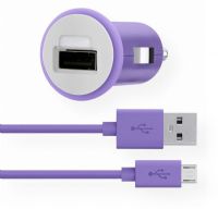 Belkin F8M700BT04-P Belkin Mixit 2.1 Amp Car Charger with 4-Foot Micro USB Charging Cable Purple Color; Sleek, compact design; Includes removable Micro USB cable; Compatible with mobile devices with USB ports; Belkin Safety Assurance, Intelligent circuitry with built in voltage sensing detects and responds your device's power needs; Dimensions 52.9" x 1.3" x 1.3"; Weight 0.14 lb (BELF8M700BT04P BEL-F8M700BT04-P BEL/F8M700BT04-P F8M700BT04P DISTRITECH)  