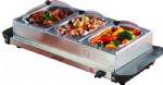 Brentwood Appliances BF-315 Triple Buffet Server w/ Warming Tray, Three 1.5 qt. Stainless Steel Buffet Pans, Adjustable Heat Control, 9" x 17" Warming Tray, Cool-Touch Side Handles, Durable Heat Resistant Lids, Power: 180 Watts, Approval Code: cETL, Item Weight: 8 lbs, Item Dimension (LxWxH): 24 x 12.5 x 6 inches, Colored Box Dimension: 24x12.5x6, Case Pack: 2, Case Pack Weight: 16.70 lbs, Case Pack Dimension: 24.5 x 12.28 x 13.78 inches (BF315 BF-315 BF-315) 