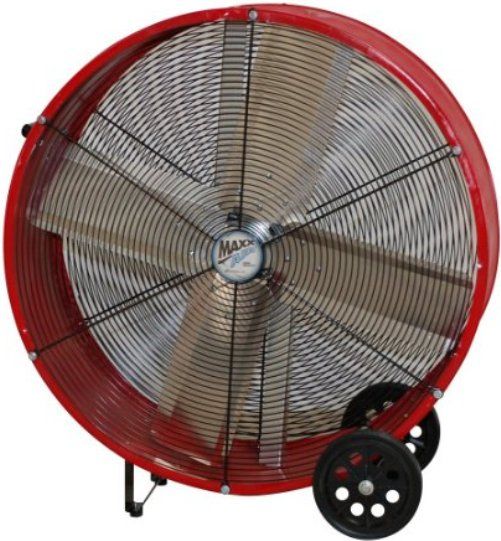MaxxAir BF36DD RED  High Velocity Direct Drive Drum Fan, 2-speed, thermally protected 1/2 HP PSC motor with CFM of 9,000/6,300, Rugged, 22-gauge steel powder-coated housing, Rust-restistant powder-coated grilles, Convenient handle for easy portability, UPC 047242736328 (BF36DD RED BF36DD-RED BF36DD RED BF36DD BF36-DD BF36 DD)