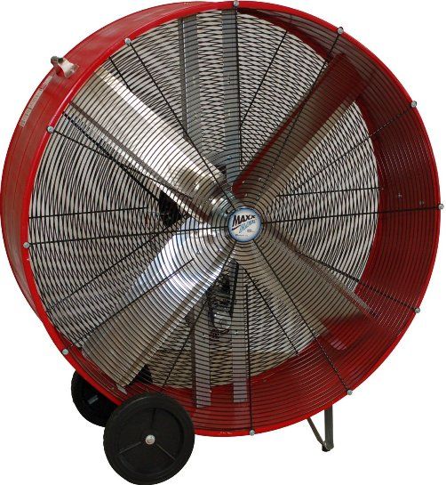MaxxAir BF42BD RED High Velocity Belt Drive Drum Fan, 2-speed, thermally protected 1/2 HP PSC motor with CFM of 13,300/9,500, Rugged, 22-gauge steel powder-coated housing, Rust-restistant powder-coated grilles, Convenient handle for easy portability, UPC 047242736342 (BF42BD RED BF42BD-RED BF42BDRED BF42BD BF42-BD BF42 BD)