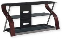 BellO BFA50-94898-DE1 Dark Cherry Finish Curved Wood Audio and Video Furniture; Wood; Can accommodate most flat panel TVs up to 55" (or up to 125 lbs) plus at least 4 components; UPC 748249948928 (BFA50-94892-MDC BFA5094892MDC STAND-BFA50-94892-MDC BFA50-94892-MDC-BFA50-94892-MDC STAND -BELLO STAND-BELLO-BFA50-94892-MDC) 