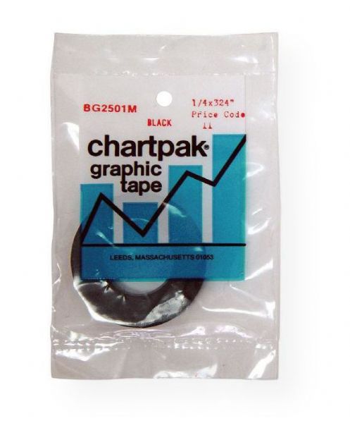 Chartpak BG2501M .25 x 324 Graphic Tape Black Matte; Create even, solid lines for charts and decorations; Shipping Weight 0.06 lb; Shipping Dimensions 5.3 x 3.5 x 0.3 in; UPC 014173008220 (CHARTPAKBG2501M CHARTPAK-BG2501M CHARTPAK/BG2501M ARTWORK CRAFTS)