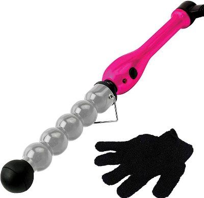 Bed Head BH335 Curve Check Xl Bubble Curling Wand, Pink Handle, Tousled Waves and Tempting Texture, Clamp Free Wrap & Go Design, Multiple Heat Settings, High Heat up to 400F, Heat protective glove included, UPC 630623003357 (BH-335 BH 335)