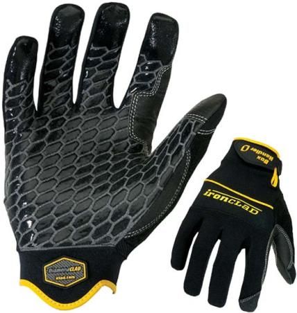 Ironclad BHG-04-L Box Handler Gloves, One Pair, Large, Black, This glove lets nothing slip through your fingers, A siliconfused palm provides super tacky grip on any smooth surfaceSuper Tacky Diamondclad Palm and Fingertips, Low Profile Airprene Knuckle Protection, One Piece Synthetic Leather Palm, Terry Cloth Sweat Wipe, UPC 696511060048 (BHG04L BHG-04L BHG 04L BHG-04 BHG04-L BHG-04 BHG04)