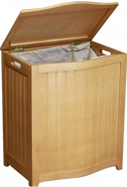 Oceanstar BHP0106N Design Bowed Front Plywood Laundry Hamper, Durable solid basswood construction, Bowed front design for added style, Hand grips on both sides for portability, Laundry hamper is lined with a canvas bag, Rubber bumpers for lid to prevent marring of painted surface, Enamel coating for durability, appearance, and ease of cleaning, Natural Finish (BHP0106N BHP-0106N BHP 0106N BHP0106-N BHP0106 N)