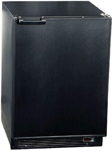Summit BI605B Under-counter Refrigerator-Freezer, Black, 6.1 cu.ft. Capacity, Bottom Condenser and flush back for true built-in function, Reversible door, Interior light, Adjustable thermostat, Door storage for large bottles, Energy efficient design, 115 volt/ 60 Hz, 3 prong grounded cord, 100% CFC free, U.L approved, Manual Defrost, UPC 761101012094 (BI-605B BI605-B BI605 BI-605)