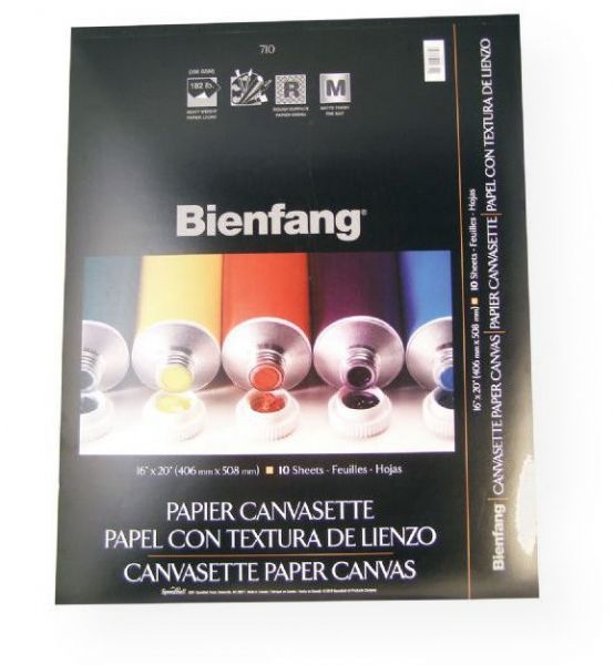 Bienfang 270151 Paper Canvasette Pad 16 x 20; Canvas-like rough surface texture may be easily stretched, mounted, or used directly in the pad; Pre-primed matte finish prevents cracking, bleed through, peeling, or oil deposit rings; 10-sheet pads; Shipping Weight 2.00 lbs; Shipping Dimensions 20.00 x 16.00 x 0.41 inches; UPC 079946026542 (BIENFANG270151 BIENFANG-270151 BIENFANG/270151 CANVAS PAINTING)