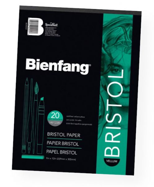 Bienfang 527K-140 Vellum Finish White Drawing Bristol Board Pads 14 x 17; A heavyweight, recycled, white drawing surface; 146 lb weight paper; Acid-free to resist yellowing and aging; Both surface textures are excellent with pencil, pen and ink, and very good with markers and light washes; Vellum finish maintains true color; Smooth finish does not feather or bleed; 20-sheet pads; UPC 079946527407 (BIENFANG527K140 BIENFANG-527K140 BIENFANG-527K-140 BIENFANG/527K140 ARTWORK PAPER)