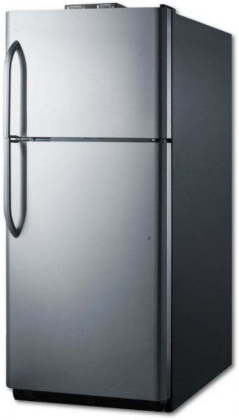 Summit BKRF21SS Break Room Refrigerator-Freezer, Frost-Free, 21 cu.ft., Reversible Stainless Steel Doors; Perfect for break room applications; Includes NIST calibrated thermometers that provide a current and high/low temperature of the refrigerator and freezer compartments; True frost-free operation saves on maintenance by preventing icy buildup; High/low temperature alarm warns of fluctuations outside the specified temperature range (SUMMITBKRF21SS SUMMIT BKRF21SS SUMMIT-BKRF21SS)