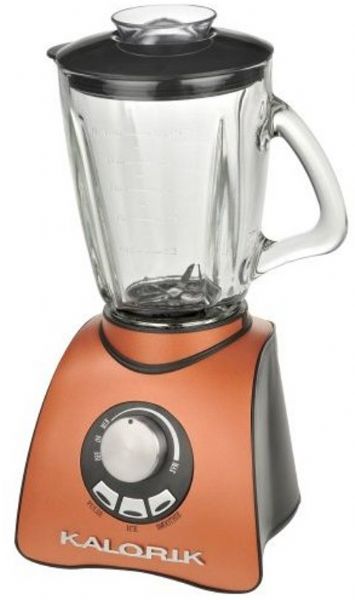 Kalorik BL-24242 Electronic Speed Blender, 600 watts Power output, 50 ounces Jar capacity, Glass Jar material, Metal Body material, Ice crusher, Pour spout, Pulse function, Removable filter cap for easy filling, Graduated glass jar, 50 oz. capacity, Detachable stainless steel blade with 6 blades for ice crushing, Aztec Copper Color, 877340001017 UPC Number (BL 24242 BL24242)
