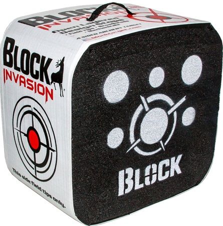 Block 51010 Invasion 20 Archery Target, 4-Sided shooting for longer target life, Open-face layered design STOPS ALL broadheads and field tips on the front and back, Polypropylene wrapped sides designed for field tips only, High contrast design, Size 20