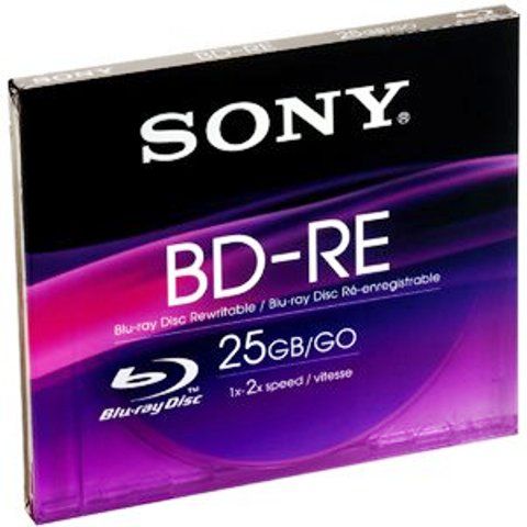 Sony BNE25RH Storage media, Storage media - BD-RE, 2x Max. Write Speed, 1x Min. Rewrite Speed, 25 GB Native Capacity, AccuCORE, HardCoat ScratchGuard, Jewel case Package Type, UPC 027242689350 (BNE25RH BNE-25RH BNE 25RH)