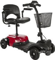 Drive Medical BOBCATX4 Compact Transportable Power Mobility Scooter, 14" Back of Chair Height, Offboard, 1.5A Charger, 6° Climbing Angle, 8" x 2" Front Wheels, 2.5" Ground Clearance, 8" x 2" Flat Free Rear Wheels, 13.5" Seat Depth, 16.5" Seat Width, 53" Turning Radius, 4 mph Max Speed, 7.5 miles Maximum Range, 59 lbs Base Weight, 16 lbs Seat Weight, 265 lbs Product Weight Capacity, UPC 822383528960 (BOBCATX4 BOBCAT-X4 BOBCAT X4) 