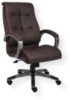 Boss Office Products B8771P-BN Double Plush High Back Executive Chair, Beautifully upholstered in LeatherPlus, LeatherPlus is leather and polyurethane for added softness and durability, The seat and back cushions are accented with ventilated mesh side panels which allows air to circulate, Gas lift seat height adjustment, Dimension 31 W x 27 D x 38.5 -41.5 in, Frame Color Pewter, Cushion Color Brown, Seat Size 20"W X 20.5"D, UPC 751118877175 (B8771PBN B8771P-BN B8771PBN) 