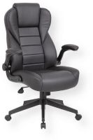 Boss Office B8551-BK Executive High Back CaressoftPlus Flip Arm Chair, Black; Spring Tilt Mechanism; Flip Arms; Pneumatic Gas Lif; Upright Lock; Weight Capacity Up to 275 lbs; Dual Wheel Casters; Tilt Tension; 27" Nylon Base; UPC: 751118855111; Dimensions (WxDxH): 27.5" x 31" x 44.5"; Weight: 45 lbs (BOSSOFFICEB8551BK BOSS-OFFICEB8551BK BOSS-OFFICE-B8551-BK B8551-BK B8551BK) 