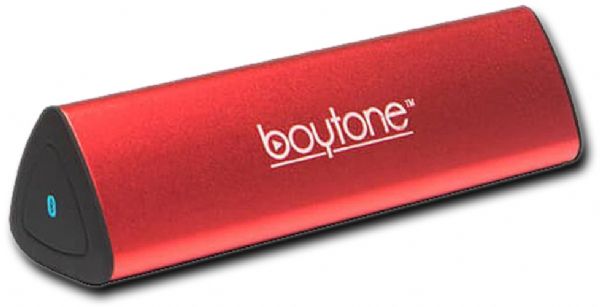 Boytone BT-120RD Portable Wireless Bluetooth Speaker, Built-In Microphone, 2 Stereo Speaker, Rechargeable Battery, Aluminum Casing, Works With IPhone, IPad, Samsung, Tablets And Other Smart Phones, Phoenix Red; Two custom-designed drivers with dedicated amplifiers; Anodized Aluminum Body, Compact and Light Casing; Control from anywhere with your smartphone, tablet or PC/Mac; Bluetooth Connectivity; UPC 642014746750 (BOYTONE BT120RD BT-120RD BT 120RD COSTTAG)