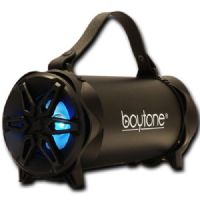 Boytone BT-42BK Portable Bluetooth Indoor, Outdoor 2.1 Hi-Fi Cylinder Loud Speaker With Built-In 4" + 3" Subwoofer And FM Radio, Micro SD Slot, USB With Charging, AUX Inputs, RBG Lights, Black Color; 2.1 Hi-Fi Cylinder Speaker; Indoor and Outdoor; Built-in 4" + 3" Subwoofer; USB Mobile Charging and Player; FM Radio; Micro SD Slot; AUX Input; RGB Lights; UPC 643307992168 (BOYTONEBT42BK BOYTONE BT-42BK PORTABLE BLUETOOTH OUTDOOR BLACK) 