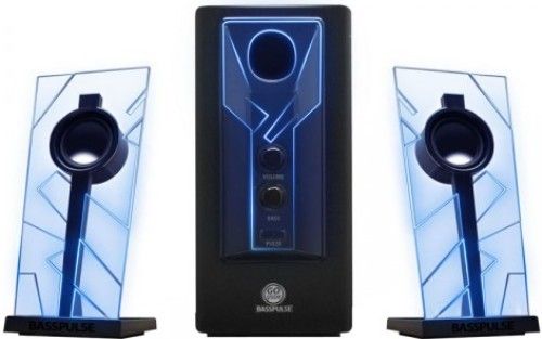 GOGroove BP000100BKUS BassPULSE 2.1 Stereo Speaker with Powered Subwoofer, Blue, 20 Watts RMS Power, 40 Watts Peak Power, 2.1 Channel, Glowing LED Lights with PULSE Function, Dual Neodymium Full-Range Satellite Speakers (5 Watts Each), 10 Watt Side-Firing Powered Subwoofer, Bass Equalizer, Volume and Bass Controls, UPC 637836503346 (BP-000100BKUS BP000-100BKUS BP000100-BKUS)