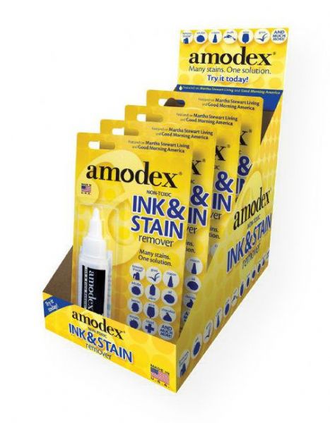 Amodex BP101 Ink & Stain Remover 1 oz; Miracle stain remover works on all inks and is recommended by Sanford to remove Sharpie and Expo from clothing, carpeting, furniture, and surfaces including DVD/CDs, smartboards, and whiteboards; Unique, non-toxic cream formula; Suitable for cleaning VYCO; Shipping Weight 0.12 lb; Shipping Dimensions 7.25 x 4.5 x 1.5 in; UPC 083769101003 (AMODEXBP101 AMODEX-BP101 AMODEX/BP101 OFFICE STAIN REMOVER)