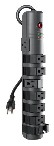 Belkin BP108200-06 Pivot Plug Surge Protector Surge suppressor, 12 Receptacles, 1 Input Connectors, Standard Surge Suppression, 1800 Joules Surge Energy Rating, 1 x power cable - integrated - 6 ft Cables Included, UPC 722868594513 (BP10820006 BP108200-06 BP108200 06)