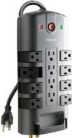 Belkin BP112230-08 Pivot Plug Surge Protector Surge suppressor, 12 x AC Power Receptacles, Phone line Antenna Dataline Surge Protection, Standard Surge Suppression, 4320 Joules Surge Energy Rating, 1 x power cable - integrated - 8 ft Cables Included, UPC 722868594520 (BP11223008 BP112230-08 BP112230 08) 