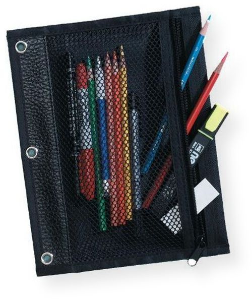 Heritage Arts BP12 Binder Pouch; Constructed of durable black nylon, this pouch is convenient for carrying pencils, pens, markers, small pads, and other supplies; Features zippered, see through mesh pocket; Fits all standard 3 ring binders; UPC 088354655718 (BP12 BP-12 BINDER-BP12 HERITAGEARTSBP12 HERITAGEARTS-BP12 HERITAGE-ARTS-BP12)